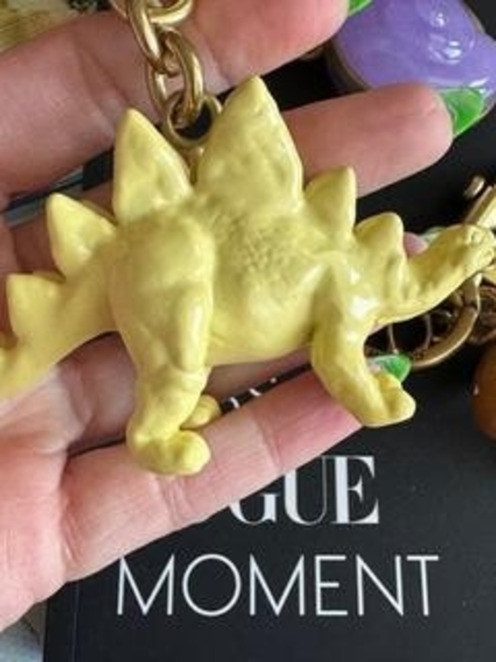 COACH Yellow Enamel Stegosaurus Keychain Charm - Picture 2 of 6